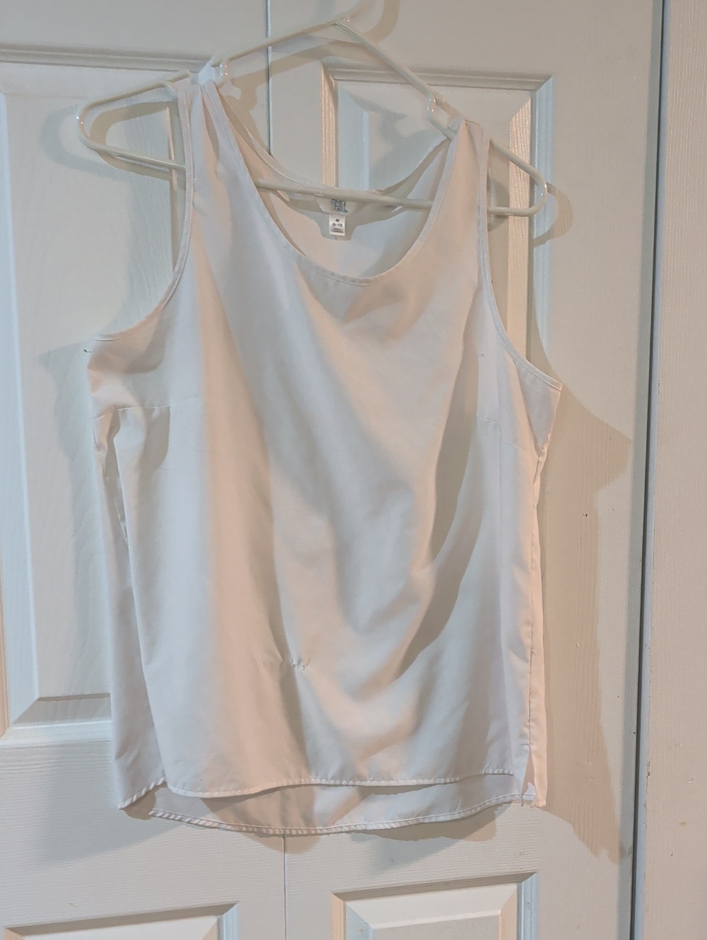 Time and Tru White Cold-Shoulder Tank with Tie Straps